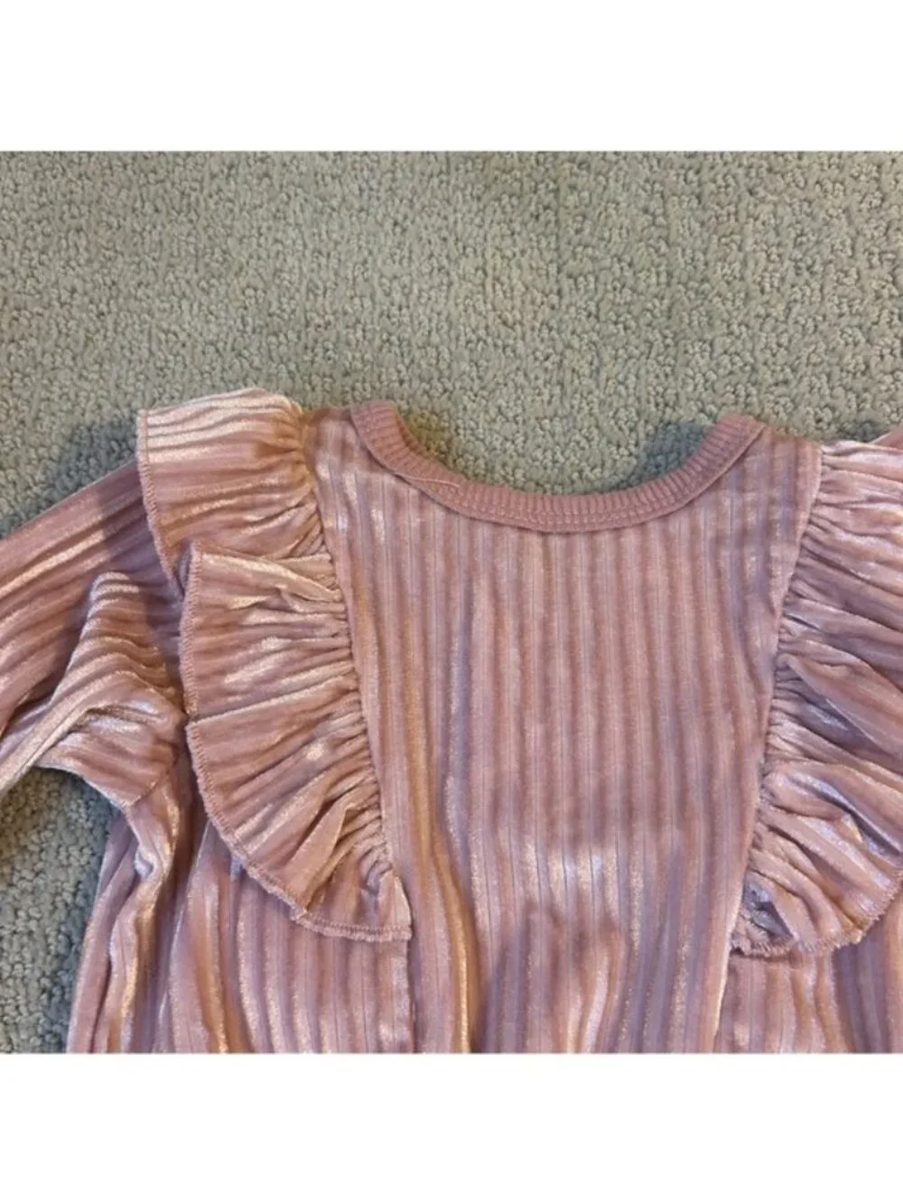 Tahari Baby Girls Pink Velour Velvet Ruffle Two Piece Outfit Size 3 Months